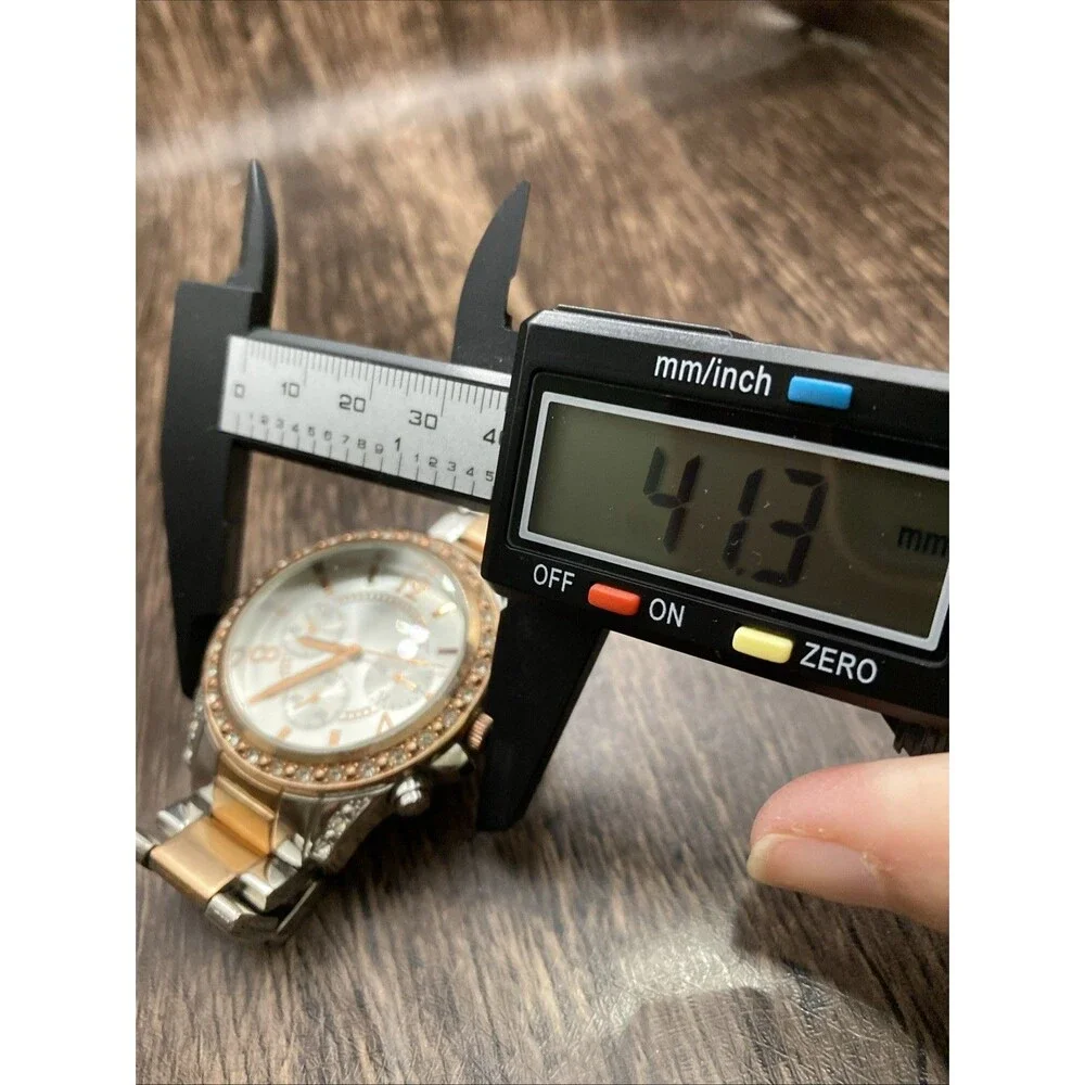 Two Tone Rhinestone Chrono Womens Watch Gold & Silver Tone Works New Battery